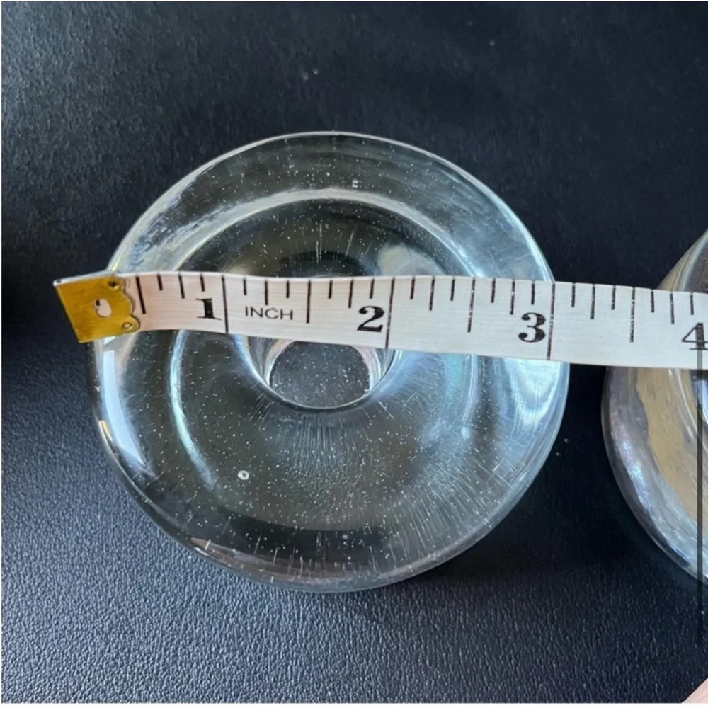 Glass Heavy Taper Candle Holders Puck Style